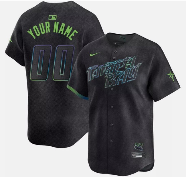 Men's Tampa Bay Rays ACTIVE PLAYER Custom Charcoal 2024 City Connect Limited Stitched Baseball Jersey Men's Tampa Bay Rays ACTIVE PLAYER Custom Charcoal 2024 City Connect Limited Stitched Baseball Jersey